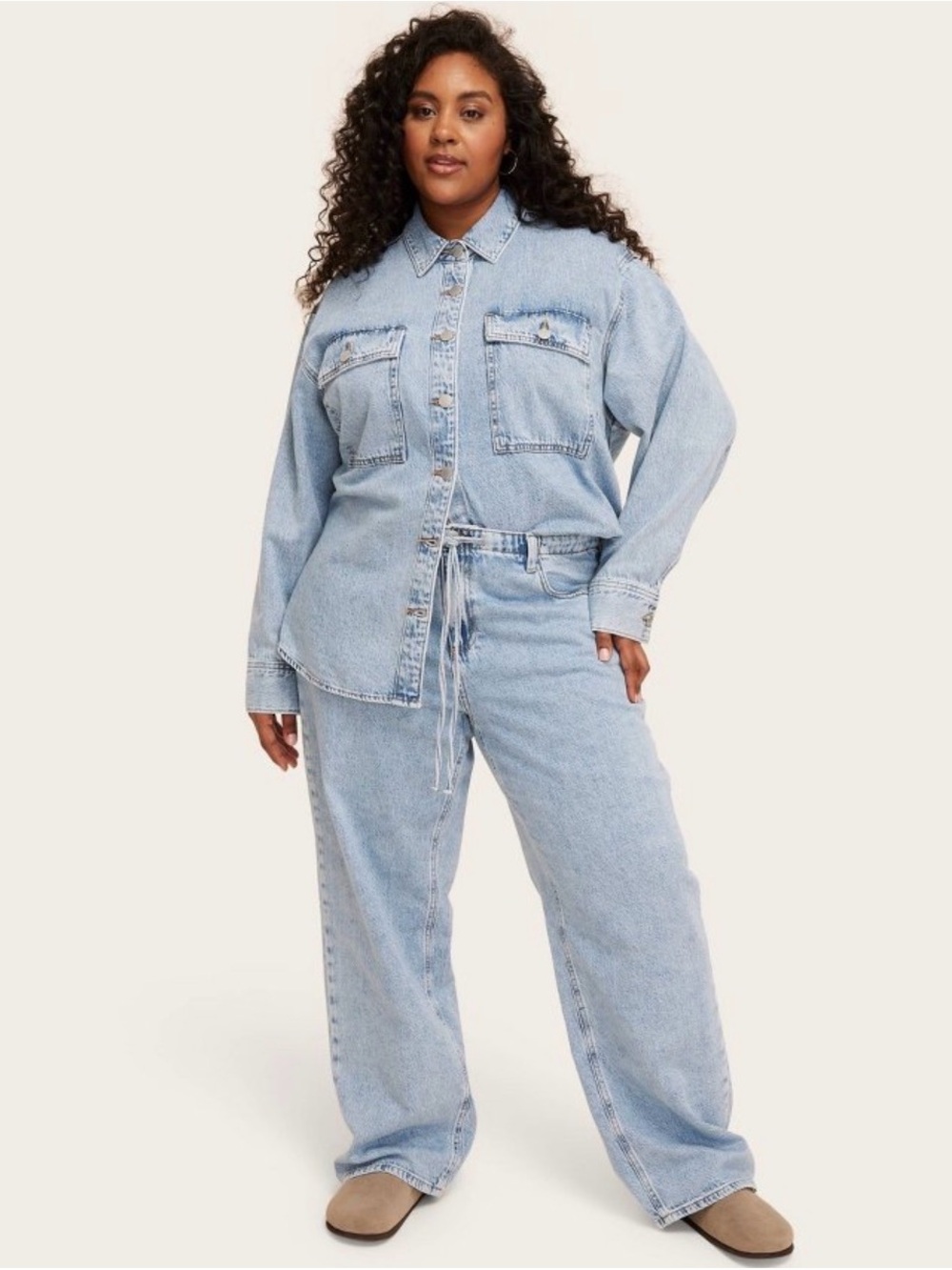 Women’s Mid-Rise Drawstring Baggy Jeans - PARKE x Target Light Wash - 18
